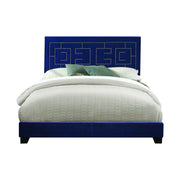 80" X 86" X 50" Dark Blue Velvet Upholstered (Bed) Wood Leg Eastern King Bed