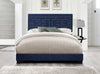 80" X 86" X 50" Dark Blue Velvet Upholstered (Bed) Wood Leg Eastern King Bed