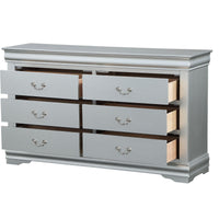 18" X 60" X 34" Platinum Wood Dresser