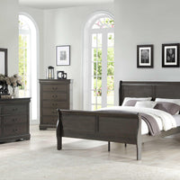 62" X 90" X 47" Dark Gray Wood Queen Bed