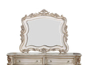 44" White Novelty Dresser Mirror Mounts To Dresser With Solid Wood Frame