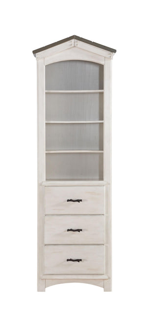 14" X 24" X 78" Weathered White Washed Gray Wood Bookcase