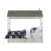 44" X 80" X 80" Weathered White Washed Gray Wood Twin Bed