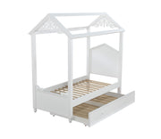45.5" X 82" X 85" White Wood Twin Bed
