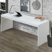 24" X 78" X 30" White Orange Wood Casters Veneer (LVL) Desk