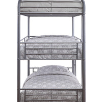 42" X 79" X 74" Silver Metal Triple Bunk Bed - Twin