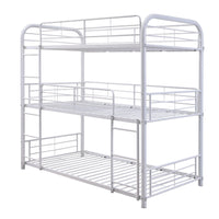 42" X 79" X 74" White Metal Triple Bunk Bed - Twin