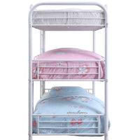 42" X 79" X 74" White Metal Triple Bunk Bed - Twin