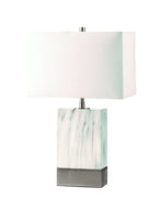 8" X 13" X 25" White Brushed Nickel Metal Shade Table Lamp