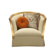 41" X 42" X 38" Fabric Antique Gold Upholstery Wood Leg-Trim Chair w-2 Pillows