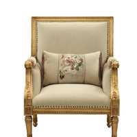 33" X 32" X 41" Fabric Antique Gold Upholstery Wood Leg-Trim Accent Chair & Pillow
