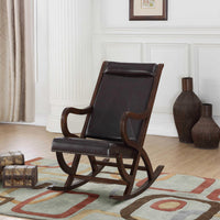 22" X 36" X 38" Espresso PU Walnut Wood Upholstered (Seat) Rocking Chair