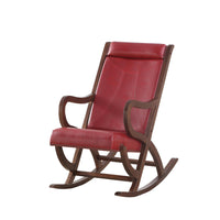 22" X 36" X 38" Burgundy PU Walnut Wood Upholstered (Seat) Rocking Chair