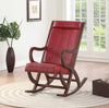 22" X 36" X 38" Burgundy PU Walnut Wood Upholstered (Seat) Rocking Chair