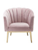 31" X 32" X 34" Pink Velvet Gold Upholstery Wood Accent Chair