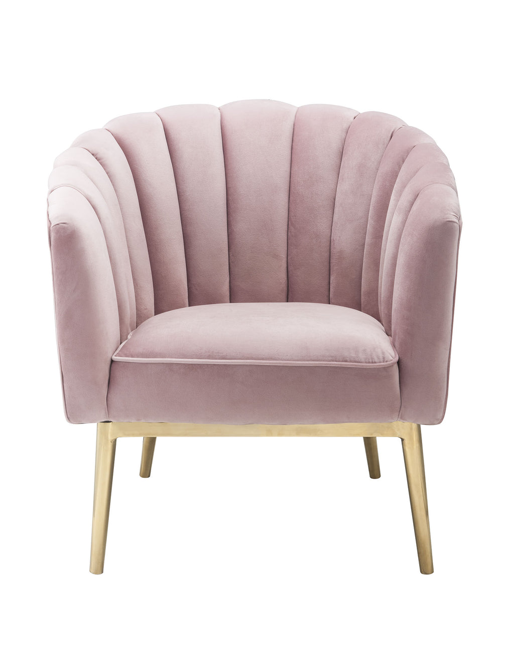 31" X 32" X 34" Pink Velvet Gold Upholstery Wood Accent Chair