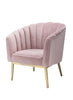 31" X 32" X 34" Pink Velvet Gold Upholstery Wood Accent Chair