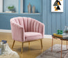 31" X 32" X 34" Pink Velvet Gold Upholstery Wood Accent Chair