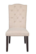 26" X 21" X 41" Beige Linen Weathered Espresso Wood Upholstery Side Chair (Set-2)