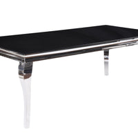 40" X 80" X 30" Stainless Steel Black Glass  Dining Table