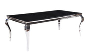 40" X 80" X 30" Stainless Steel Black Glass  Dining Table