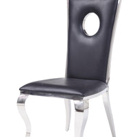 19" X 21" X 44" PU Stainless Steel Upholstered (Seat) Side Chair (Set-2)