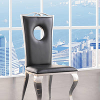 19" X 21" X 44" PU Stainless Steel Upholstered (Seat) Side Chair (Set-2)