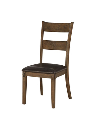 Set Of Two Dark Oak Rubberwood Ladder Back Dining Chairs