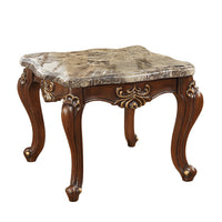 30" X 30" X 24" Marble Walnut Wood End Table