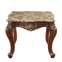 30" X 30" X 24" Marble Walnut Wood End Table