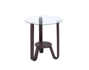 20" X 20" X 22" Dark Walnut Clear Glass Wood End Table