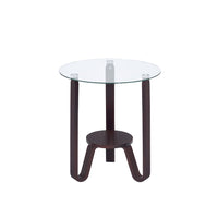 20" X 20" X 22" Dark Walnut Clear Glass Wood End Table