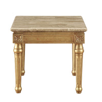 26" X 26" X 24" Marble Antique Gold Wood End Table