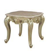 28" X 28" X 24" Marble Antique White Wood Poly-Resin End Table