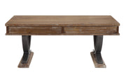 24" X 48" X 20" Antique Oak Black Wood Metal Coffee Table