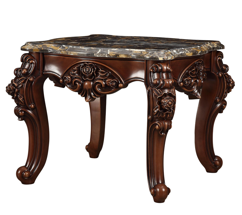 30" X 30" X 25" Marble Walnut Wood End Table