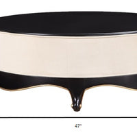 47" X 47" X 19" Cream Fabric Black Wood Upholstered (Base) Cocktail Table