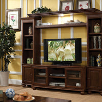 19" X 58" X 26" Walnut Wood Glass (TV Stand) TV Stand