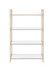 16" X 37" X 60" White High Gloss Gold Metal Wood Bookshelf