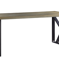 31" X 34" X 70" Aluminum, Metal, and Engineered Wood Desk, Gold Aluminum