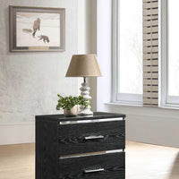 15" X 22" X 23" Black (High Gloss) Wood Veneer (Paper) Nightstand