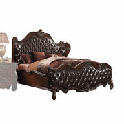 92" X 97" X 76" 2-Tone Dark Brown Pu Cherry Oak Wood Poly Resin Upholstery Eastern King Bed