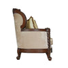 39" X 85" X 49" Fabric Dark Walnut Upholstery Wood Leg-Trim Sofa w-6 Pillows