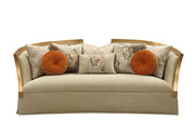 41" X 92" X 38" Fabric Antique Gold Upholstery Wood Leg-Trim Sofa w-8 Pillows