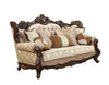 42" X 90" X 51" Fabric Walnut Upholstery Wood Leg-Trim Sofa w-7 Pillows