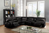 138" X 127" X 41" Black Leather-Aire Upholstery Metal Reclining Mechanism Sectional Sofa (Power Motion-USB Dock)