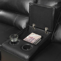 138" X 127" X 41" Black Leather-Aire Upholstery Metal Reclining Mechanism Sectional Sofa (Power Motion-USB Dock)