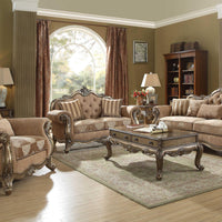 35" X 93" X 42" Fabric Vintage Oak Upholstery Poly Resin Sofa w-5 Pillows