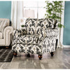 Printed Fabric Upholstered Sofa Arm Chair With Wooden Frame, Multicolor