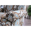 Wooden Sofa Chair With Printed Floral Fabric Upholstery, Multicolor